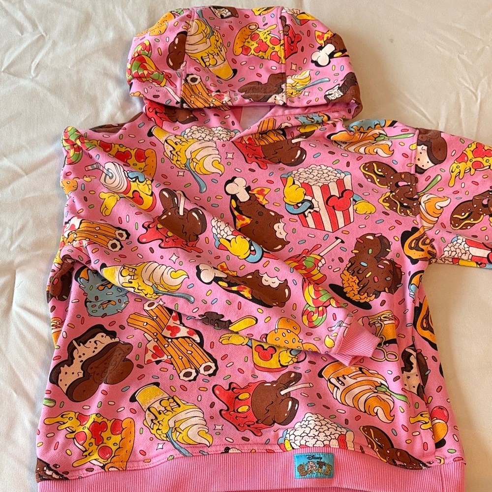 Disney Pink Kids Hoodie with Fun Snack Print